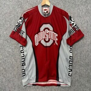 World Jerseys Ohio State Buckeyes Cycling Jersey Mens XL Red Grey Short Sleeve